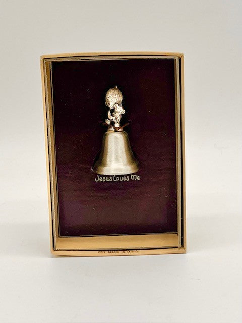 Jesus Loves Me Vintage Pewter Bell